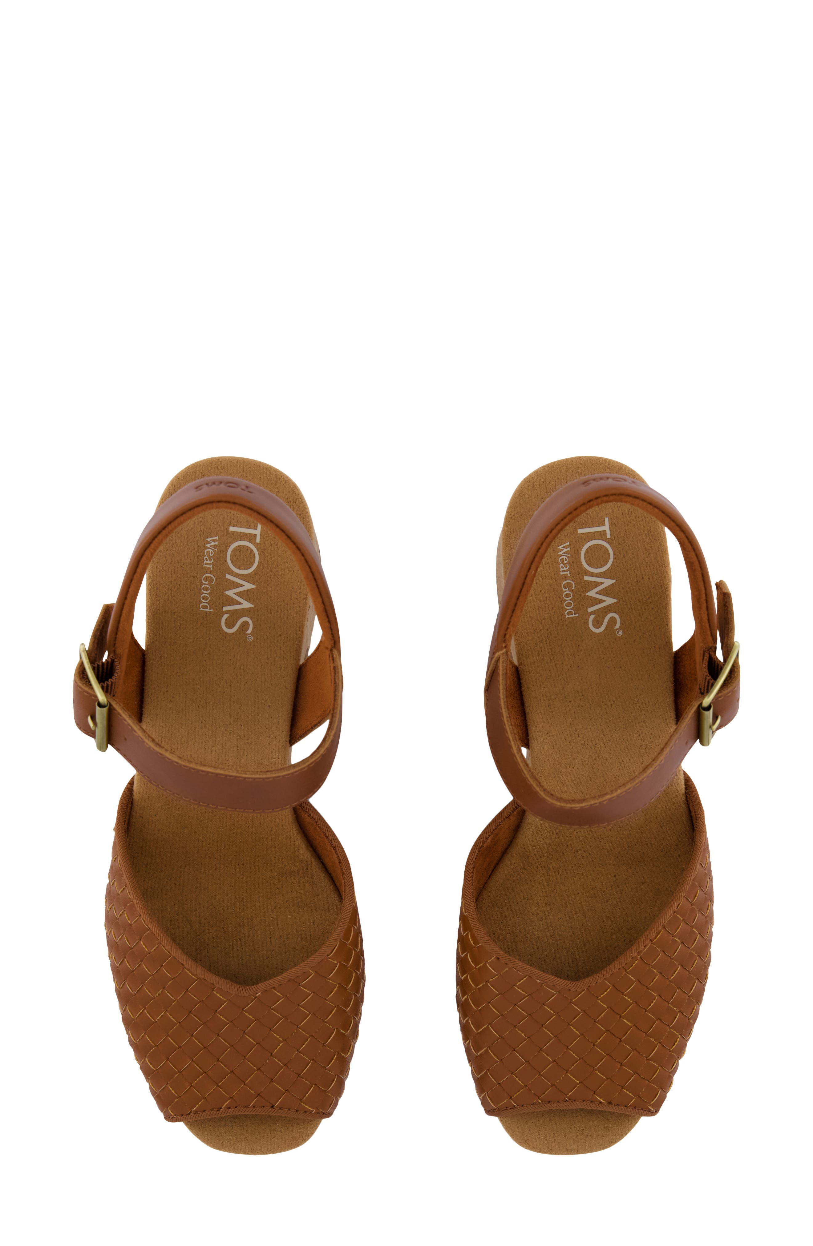 TOMS Isla Peep Toe Sandal, Alternate, color, Amber Brown Woven