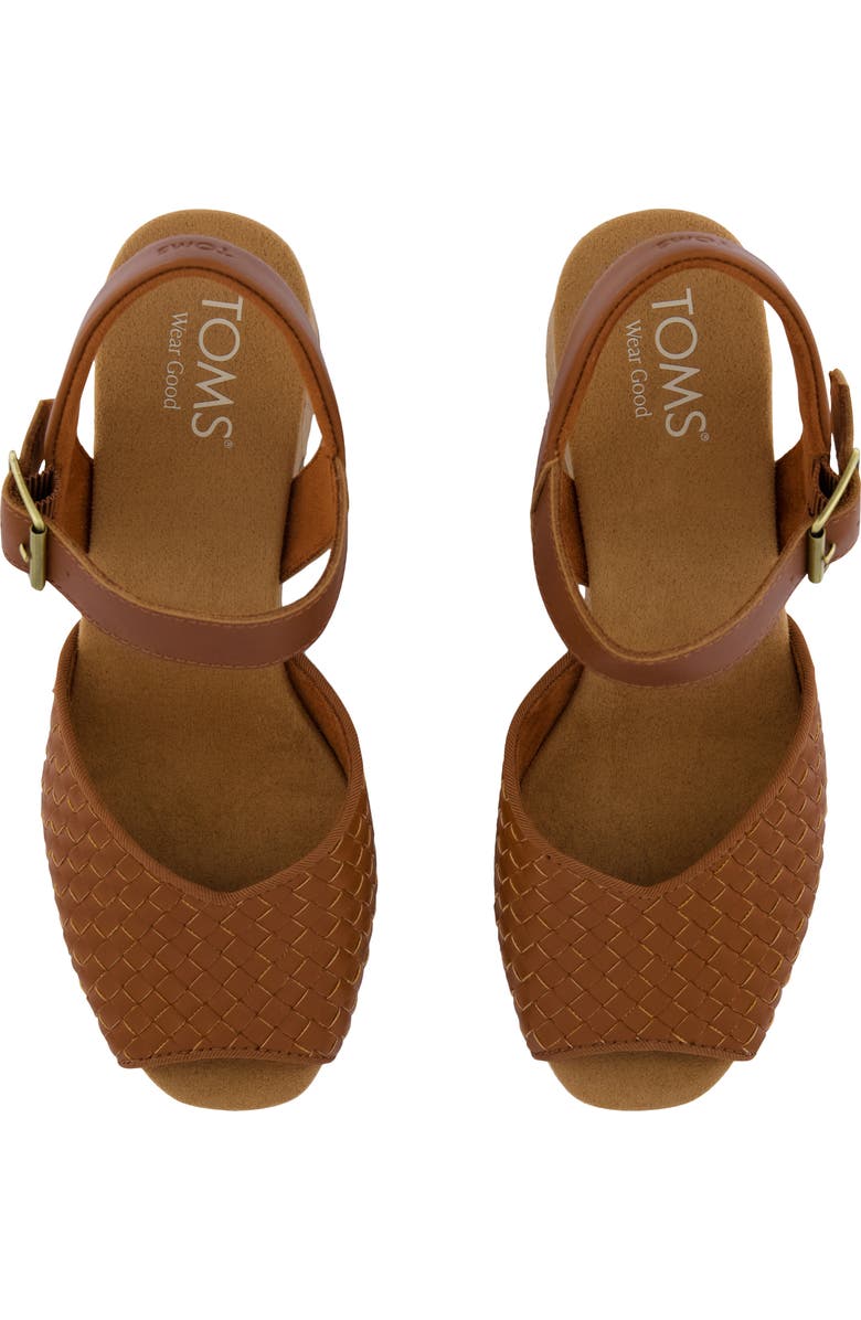 TOMS Isla Peep Toe Sandal, Alternate, color, Amber Brown Woven
