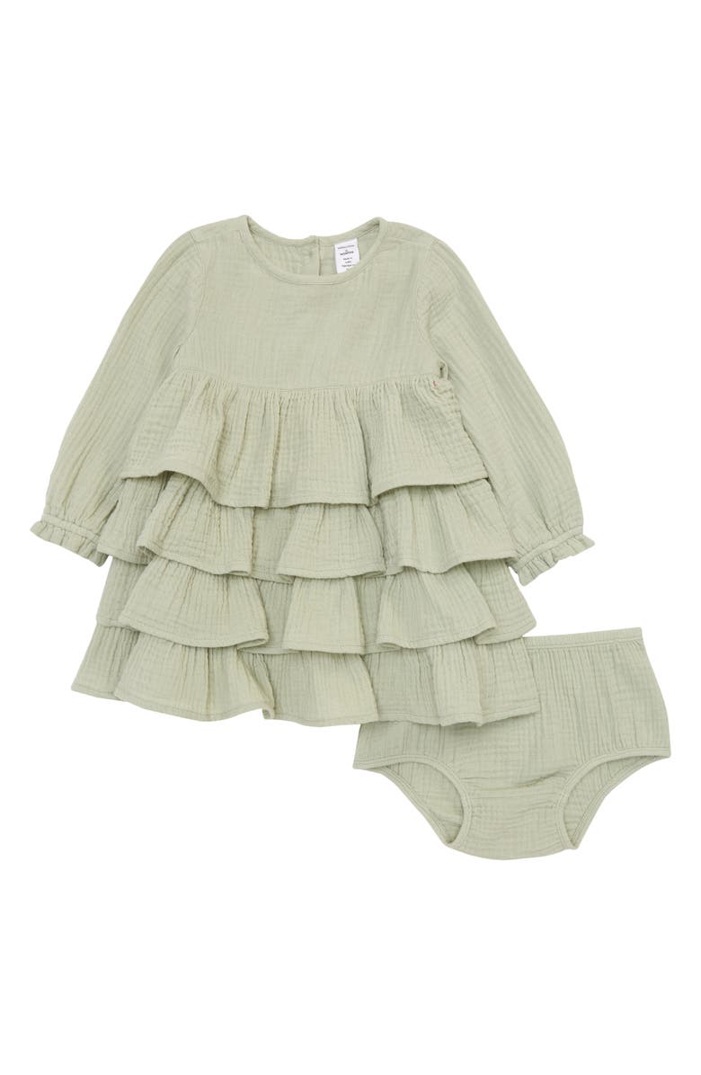 Nordstrom Tiered Ruffle Cotton Gauze Dress & Bloomers, Main, color, 