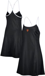 LUSSO Women's Lusso Black New York Mets Nakita Strappy Scoop Neck Dress