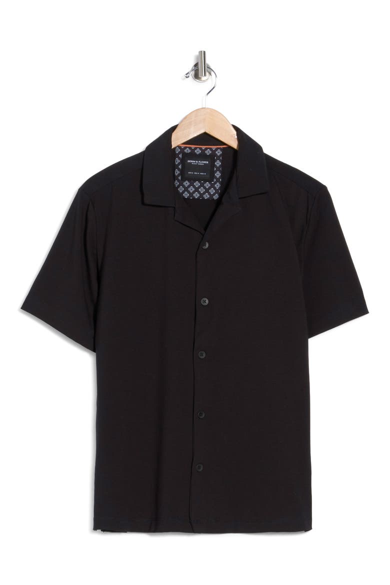 Short Sleeve Camp Shirt, Alternate, color, BLACK