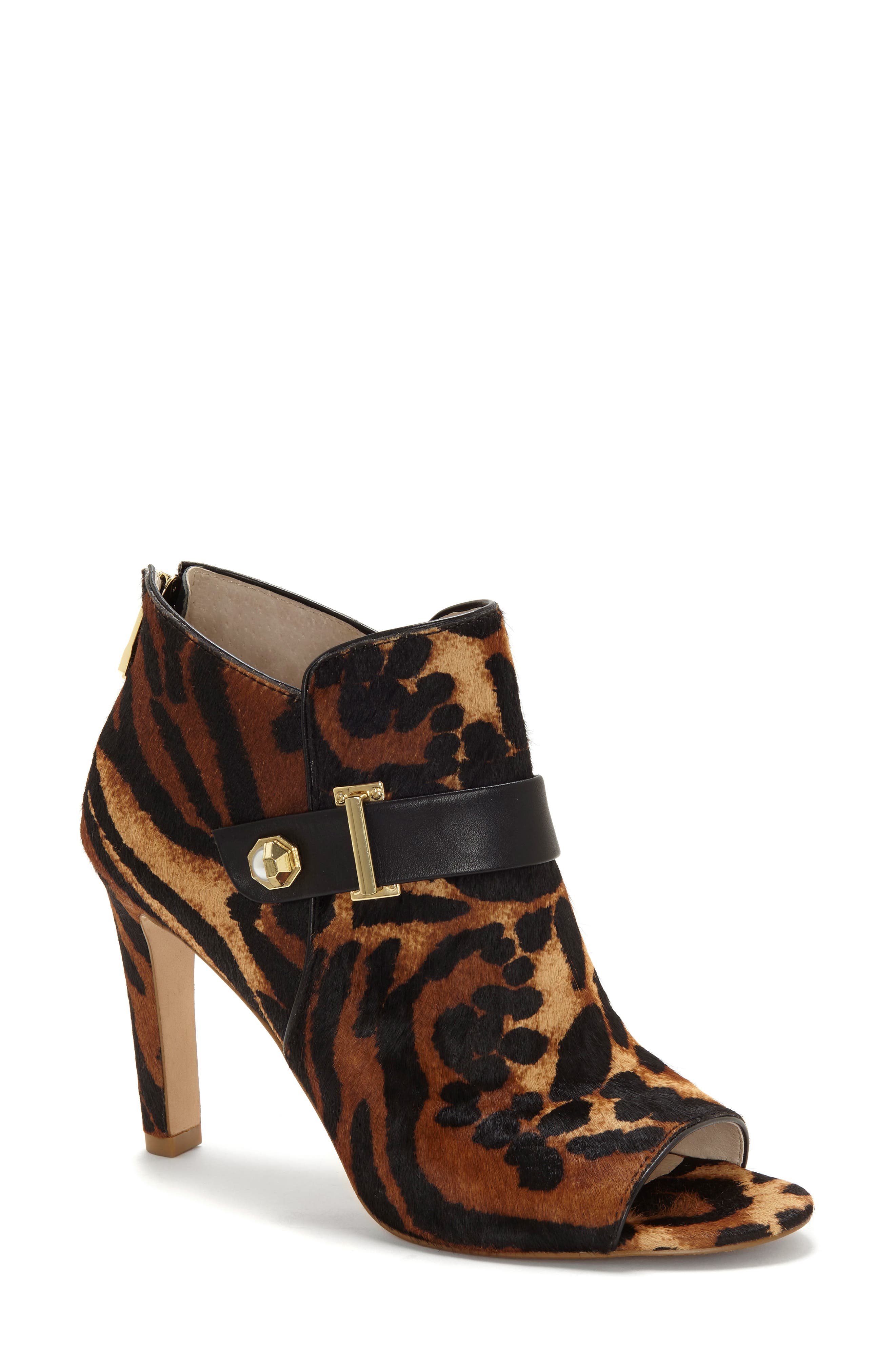 Lander Open Toe Genuine Calf Hair Bootie, Main, color, ZEOPARD CALF HAIR