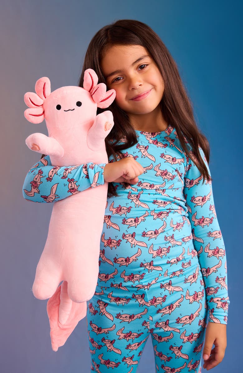 MeUndies Kids' Print Fitted Two-Piece Pajamas, Alternate, color, Axolotl Splash