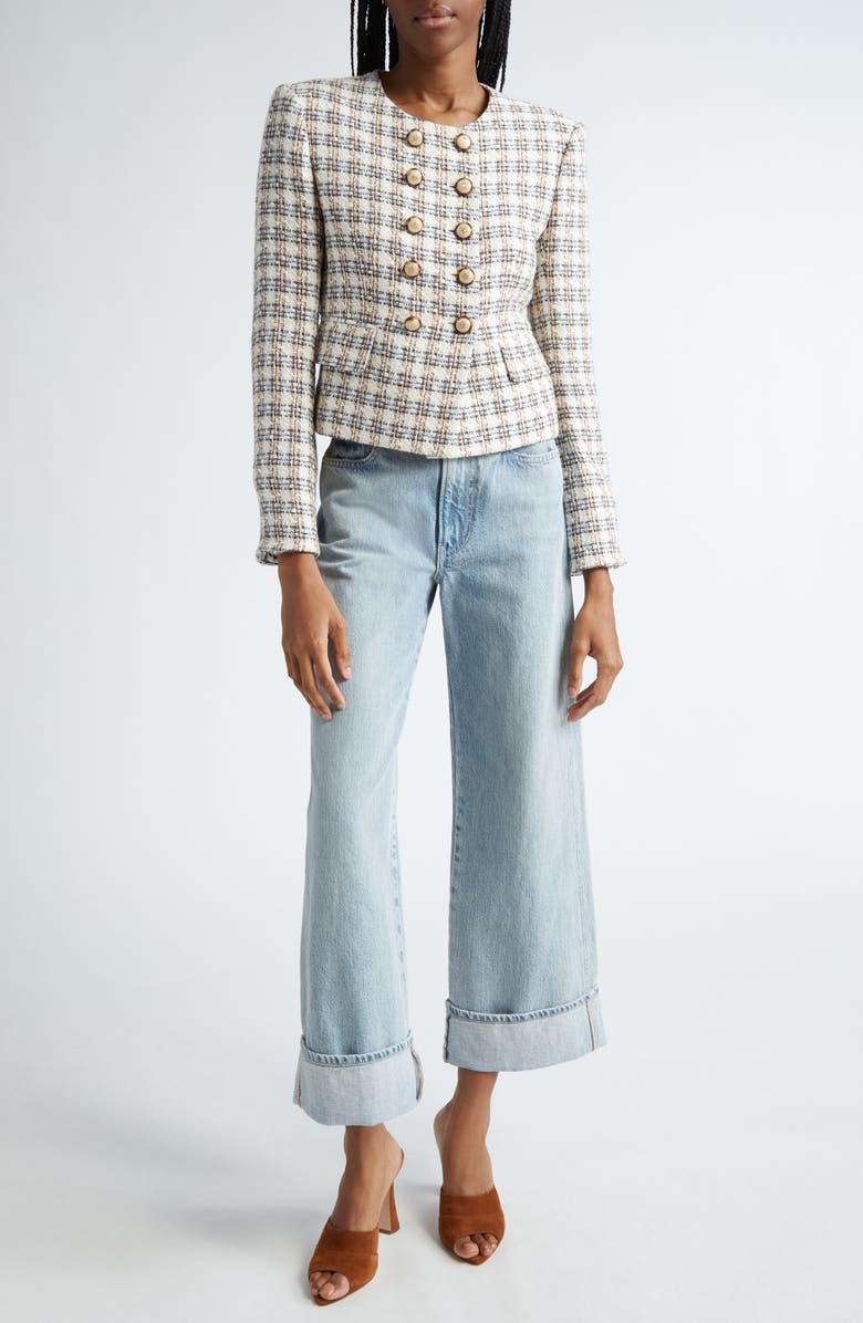 Veronica Beard Bentley Tweed Jacket, Alternate, color, Ivory/ Camel