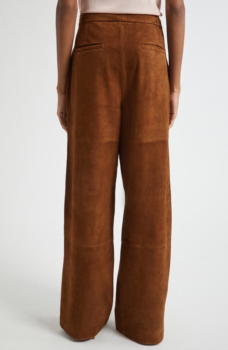 ST. JOHN Suede Wide Leg Pants, Alternate, color, Toffee