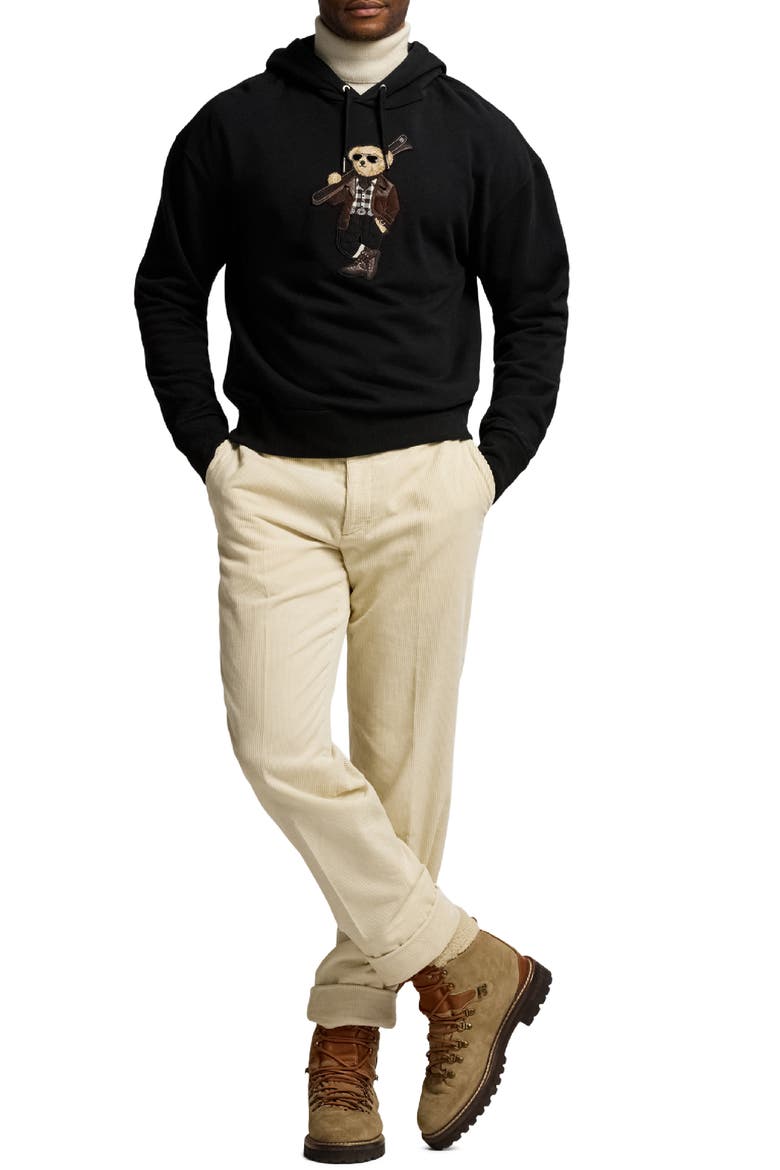 Felpa Bear Appliqué Cotton & Cashmere Hoodie, Alternate, color, CLASSIC BLACK