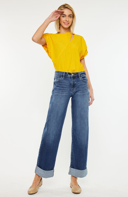 Kancan Ivanna Essentials High Rise Wide Leg Jeans In Blue