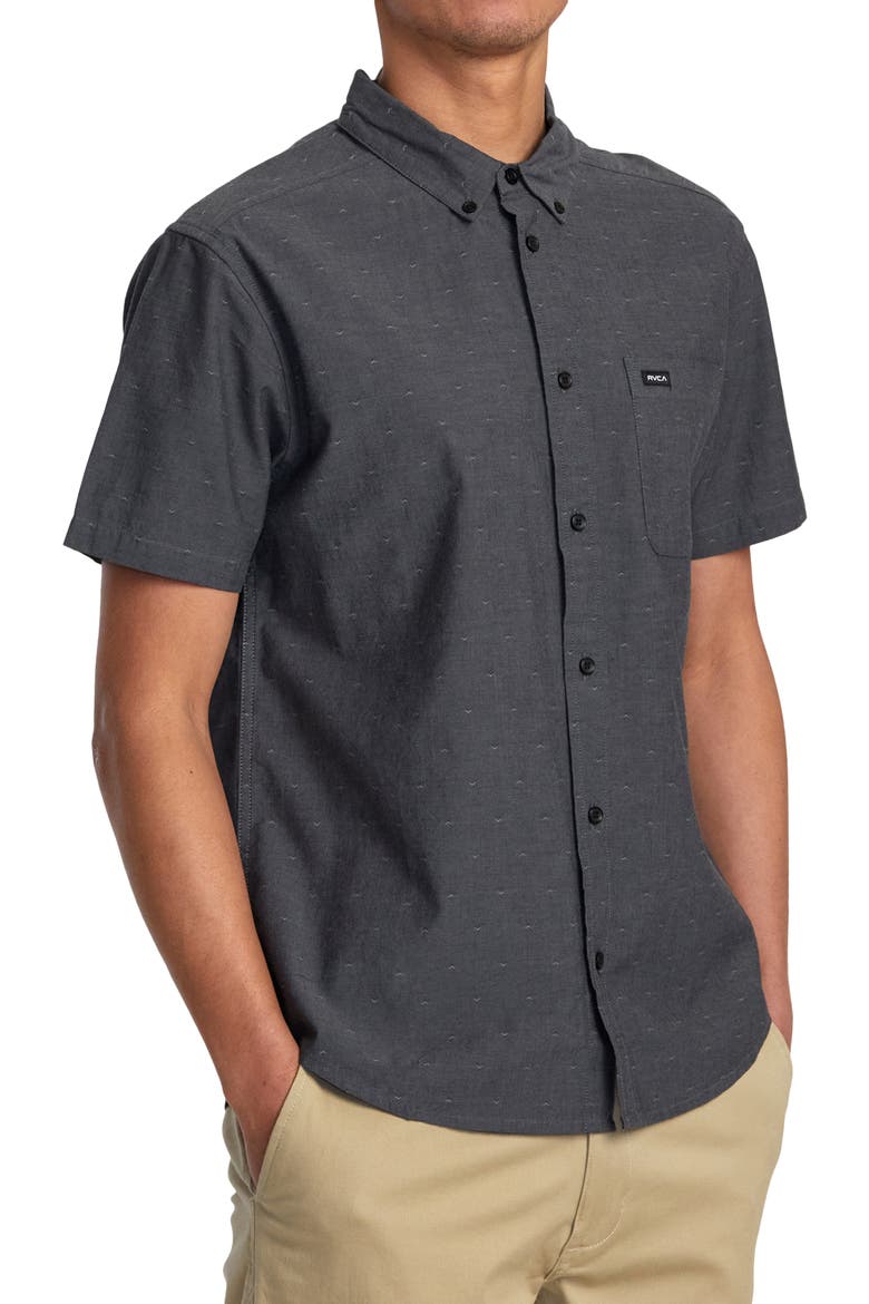 That'll Do Dobby Short Sleeve Button-Down Shirt, Alternate, color, BLACK