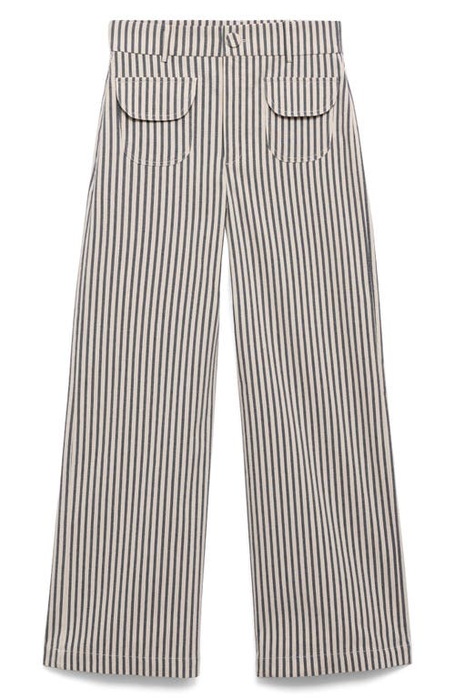 Mango Stripe Pants With Pockets In Gray