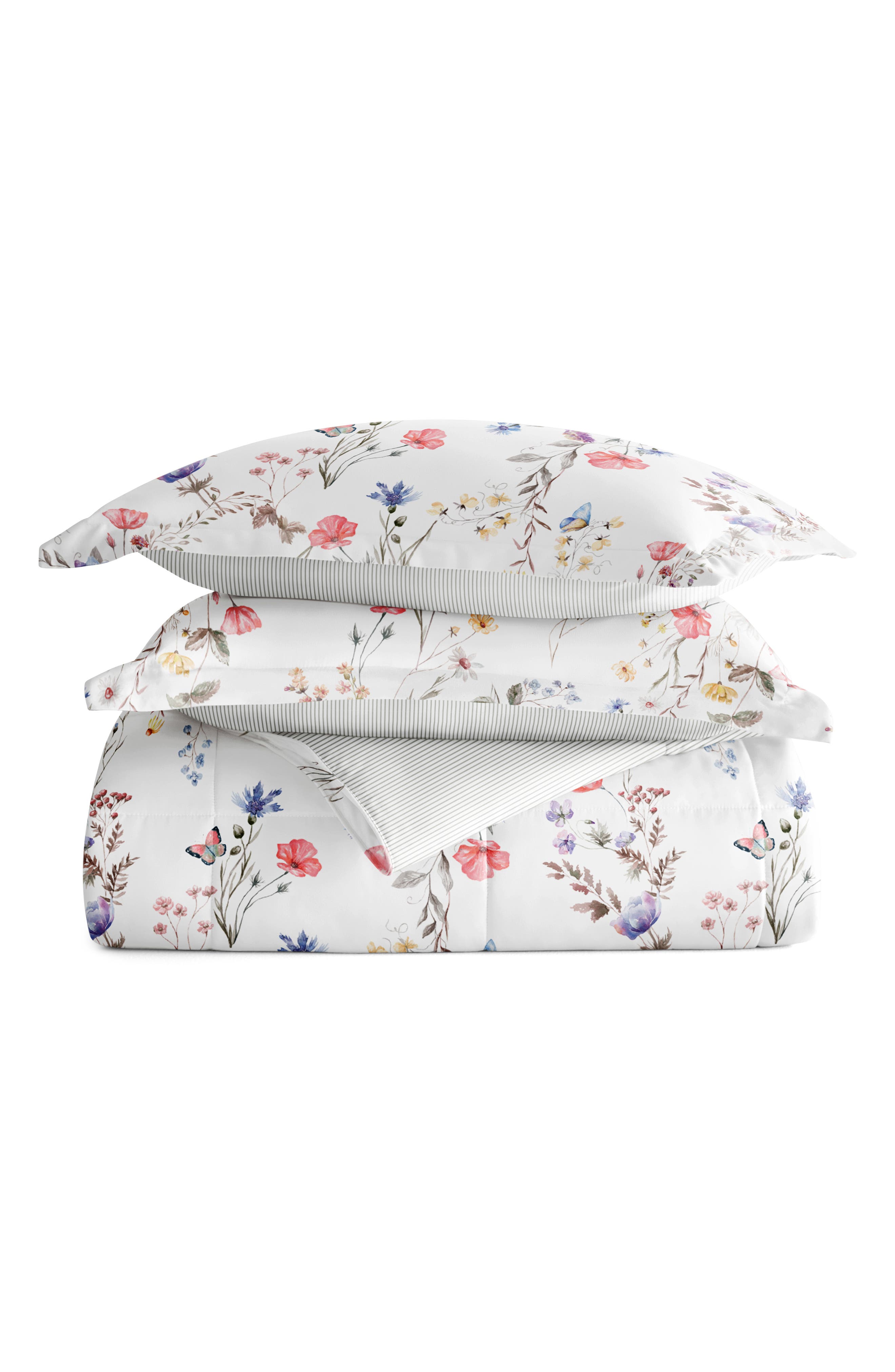 IENJOY HOME Meadow Stripe Reversible 3-Piece Comforter Set