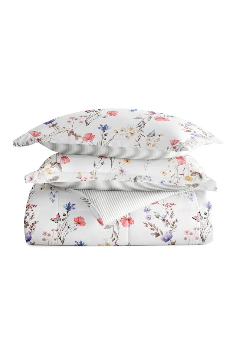 Meadow Stripe Reversible 3-Piece Comforter Set, Main, color, PINK