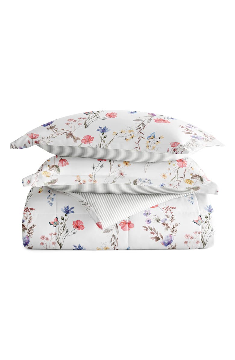 IENJOY HOME Meadow Stripe Reversible 3-Piece Comforter Set, Main, color, Pink