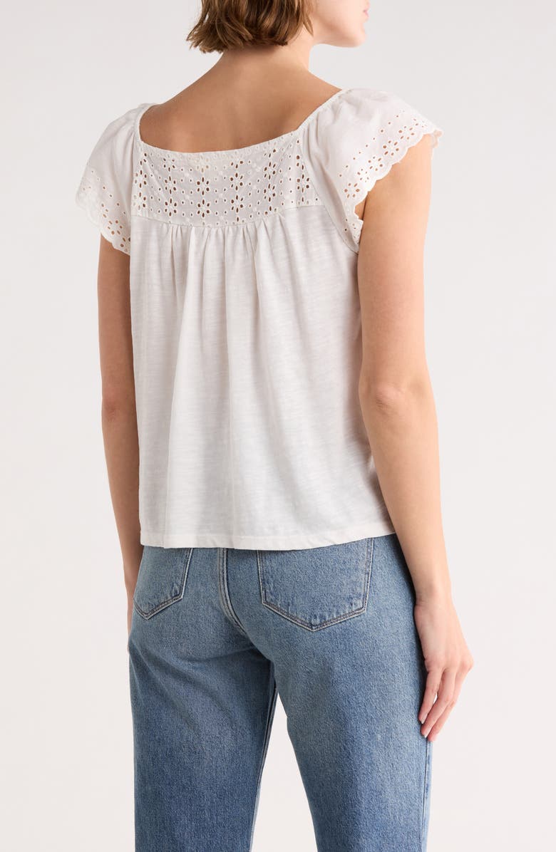 Lucky Brand Cap Sleeve Button-Up Top, Alternate, color, Gardenia