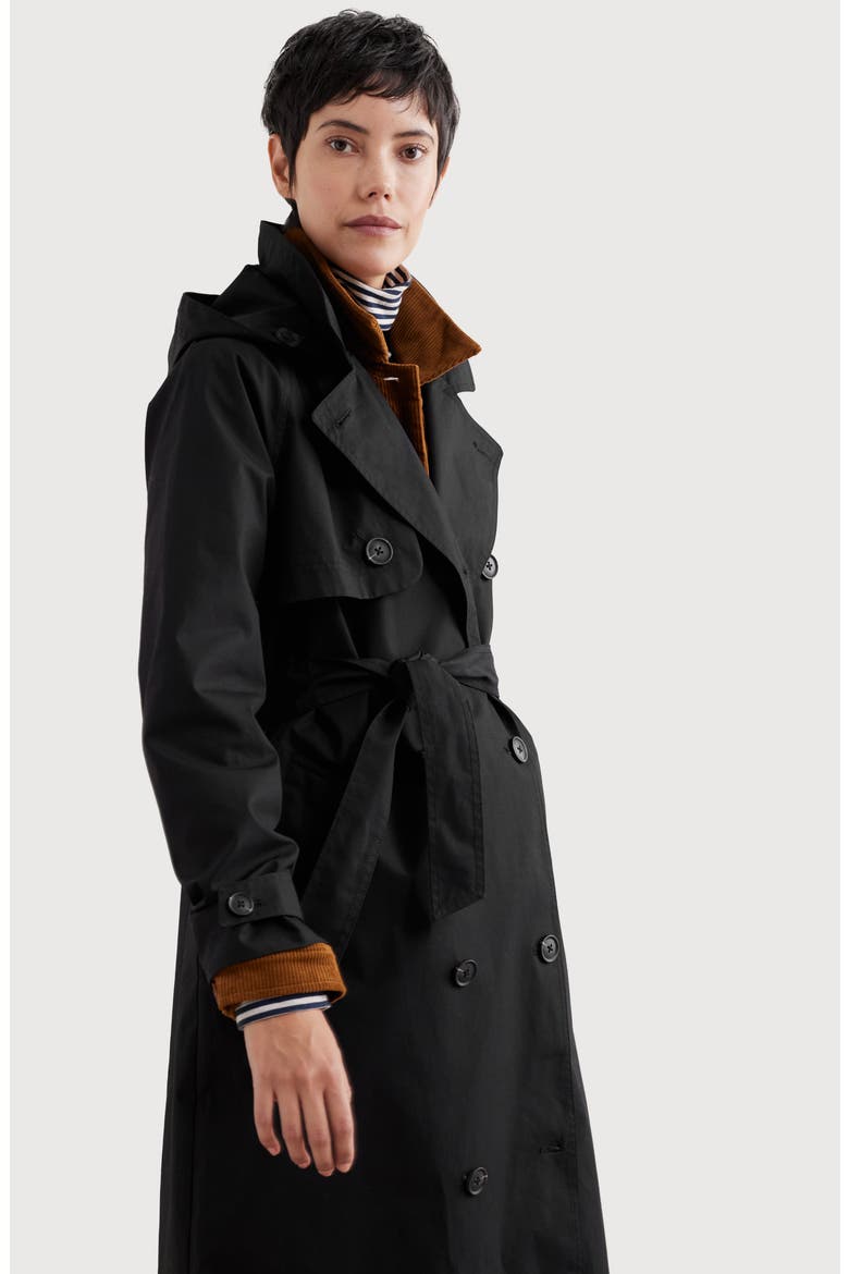 Penweathers Waterproof Organic Cotton Trench Coat, Alternate, color, BLACK