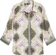 Lysse Ishani Scarf Print Button-Up Satin Shirt