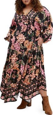 City Chic Divine Grace Long Sleeve Floral Maxi Dress