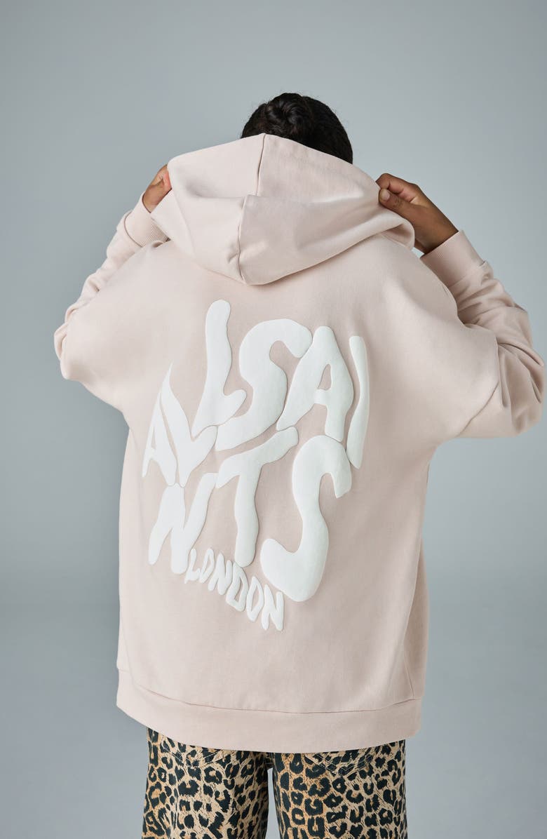 smALLSAINTS by ALLSAINTS Kids' Oversize Floral Heart Logo Cotton Hoodie, Alternate, color, Pink