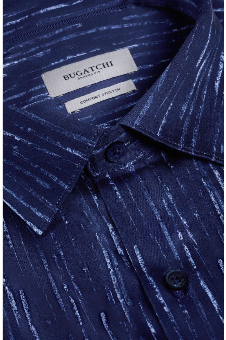 Axel Shaped Fit Chalk Stripe Stretch Cotton Button-Up Shirt, Alternate, color, NAVY
