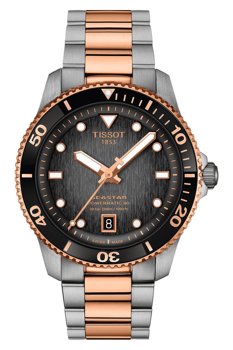 Seastar 1000 Powermatic 80 Bracelet Watch, 40mm, Main, color, BLACK