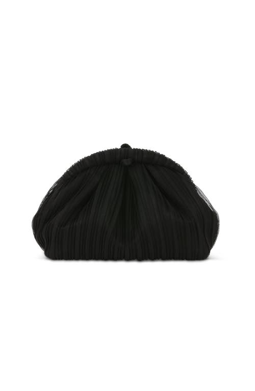 Jewel Badgley Mischka Vale Pleated Tulle And Satin Mini Pouch Clutch In Black