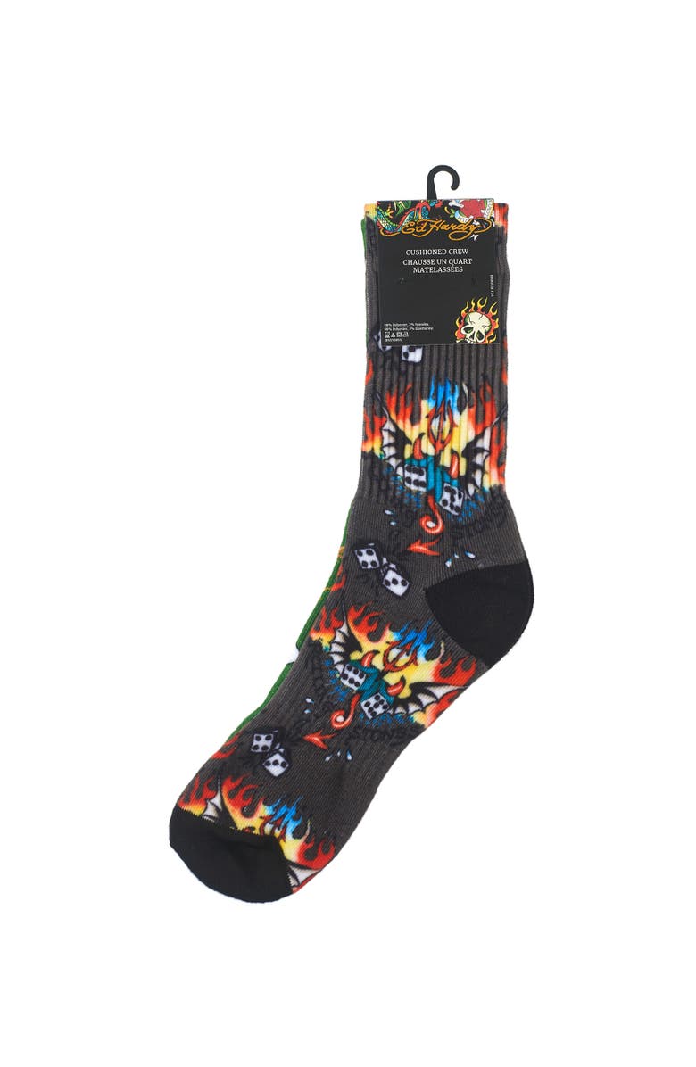 Ed Hardy 360 Print Full Cushion Crew Sock 2-Pack, Alternate, color, 