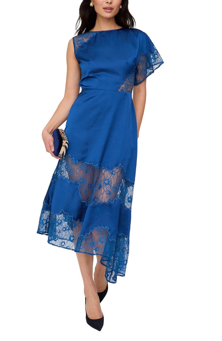 Lily and Lionel London Selma Lace Insert Maxi Dress, Main, color, Navy