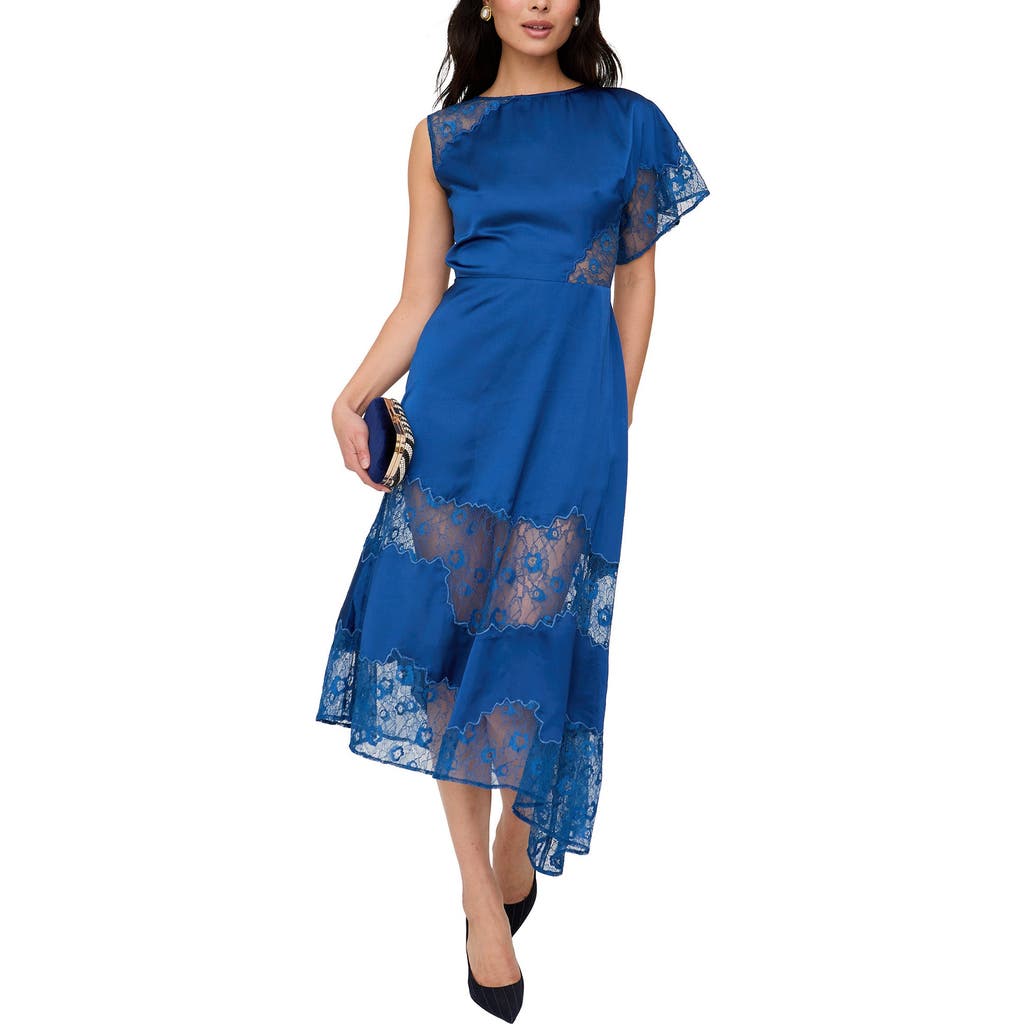 Lily And Lionel London Selma Lace Insert Maxi Dress In Blue