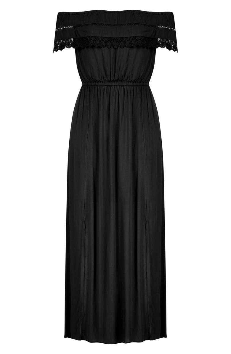 City Chic Off the Shoulder Maxi Dress, Alternate, color,