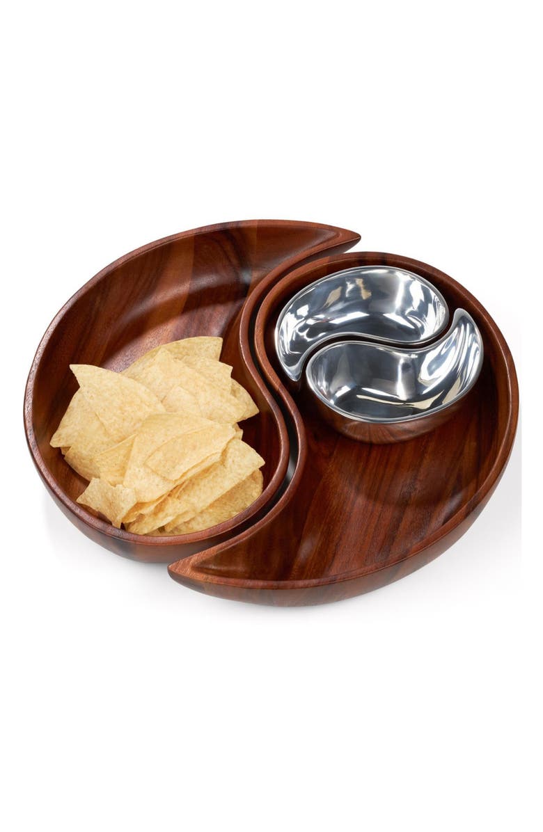 Nambé Yin Yang Chip & Dip Set, Alternate, color, Brown