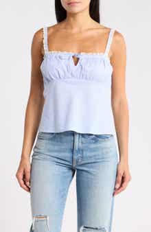 WAYF Lace Trim Stripe Cotton Camisole
