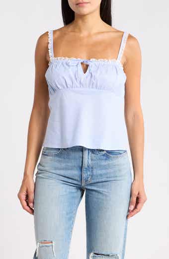 WAYF Lace Trim Stripe Cotton Camisole