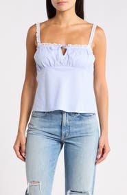 WAYF Lace Trim Stripe Cotton Camisole