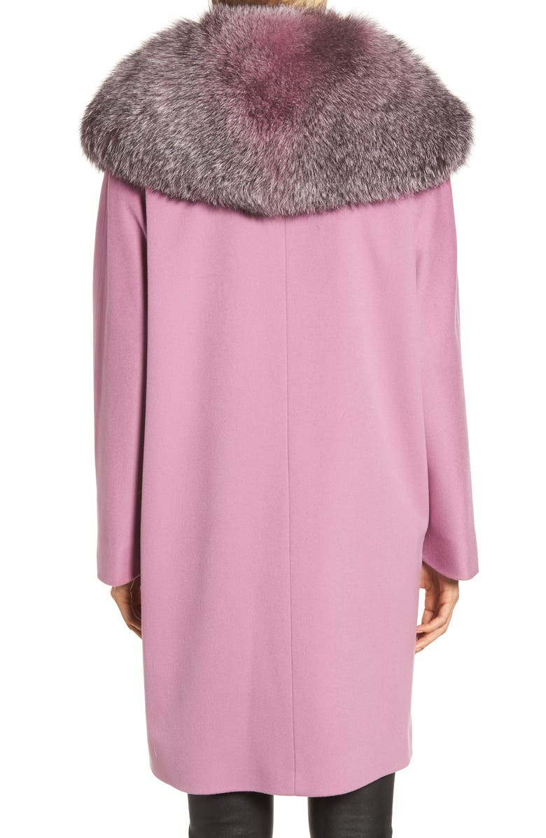 Fleurette Wool Cocoon Coat with Genuine Fox Fur Collar, Alternate, color,