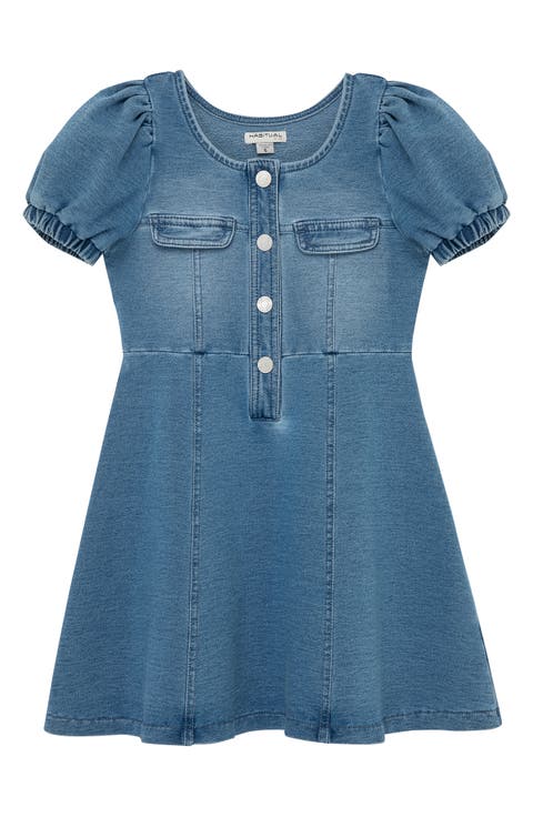 Kids' Puff Sleeve Fit & Flare Knit Dress