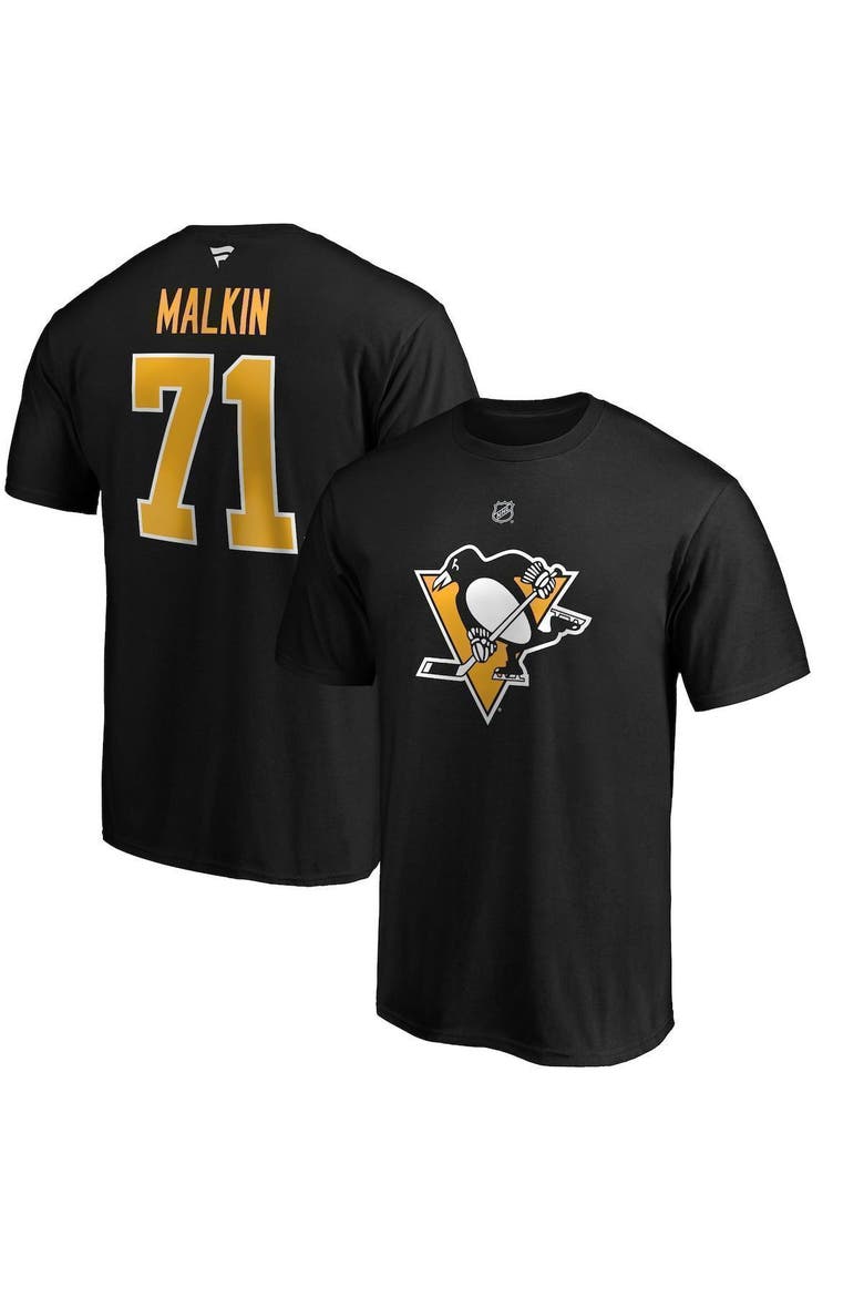 Men's Fanatics Branded Evgeni Malkin Black Pittsburgh Penguins Team Authentic Stack Name & Number T-Shirt, Main, color, BLACK