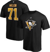 FANATICS Men's Fanatics Branded Evgeni Malkin Black Pittsburgh Penguins Team Authentic Stack Name & Number T-Shirt