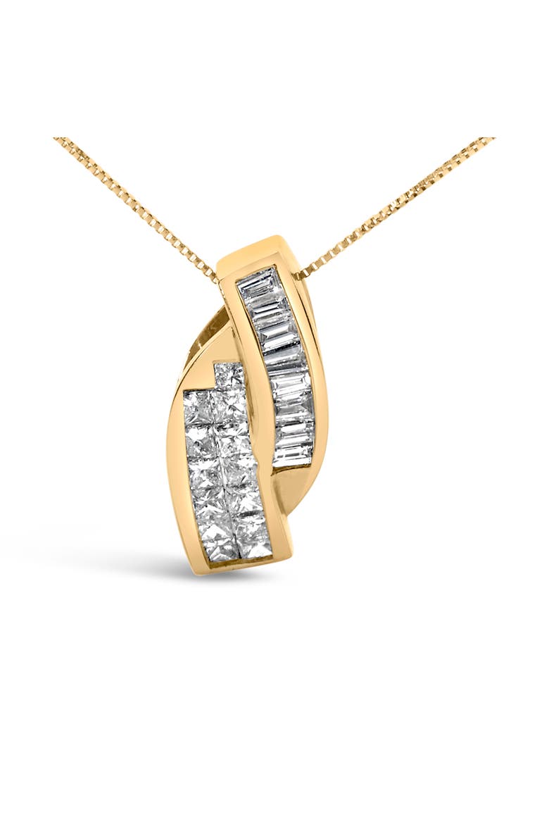 14k Yellow Gold 1 1/3 Cttw Diamond Double Curved Pendant Necklace - NO CHAIN, Alternate, color, Yellow