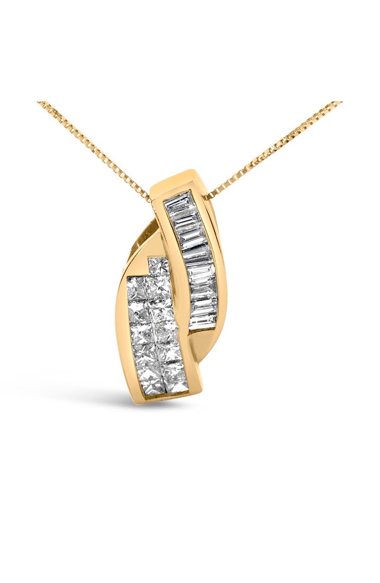 Haus of Brilliance 14k Yellow Gold 1 1/3 Cttw Diamond Double Curved Pendant Necklace - NO CHAIN, Alternate, color, Yellow