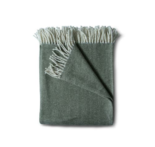 Evangeline 100% Cotton Herringbone Throws In Green