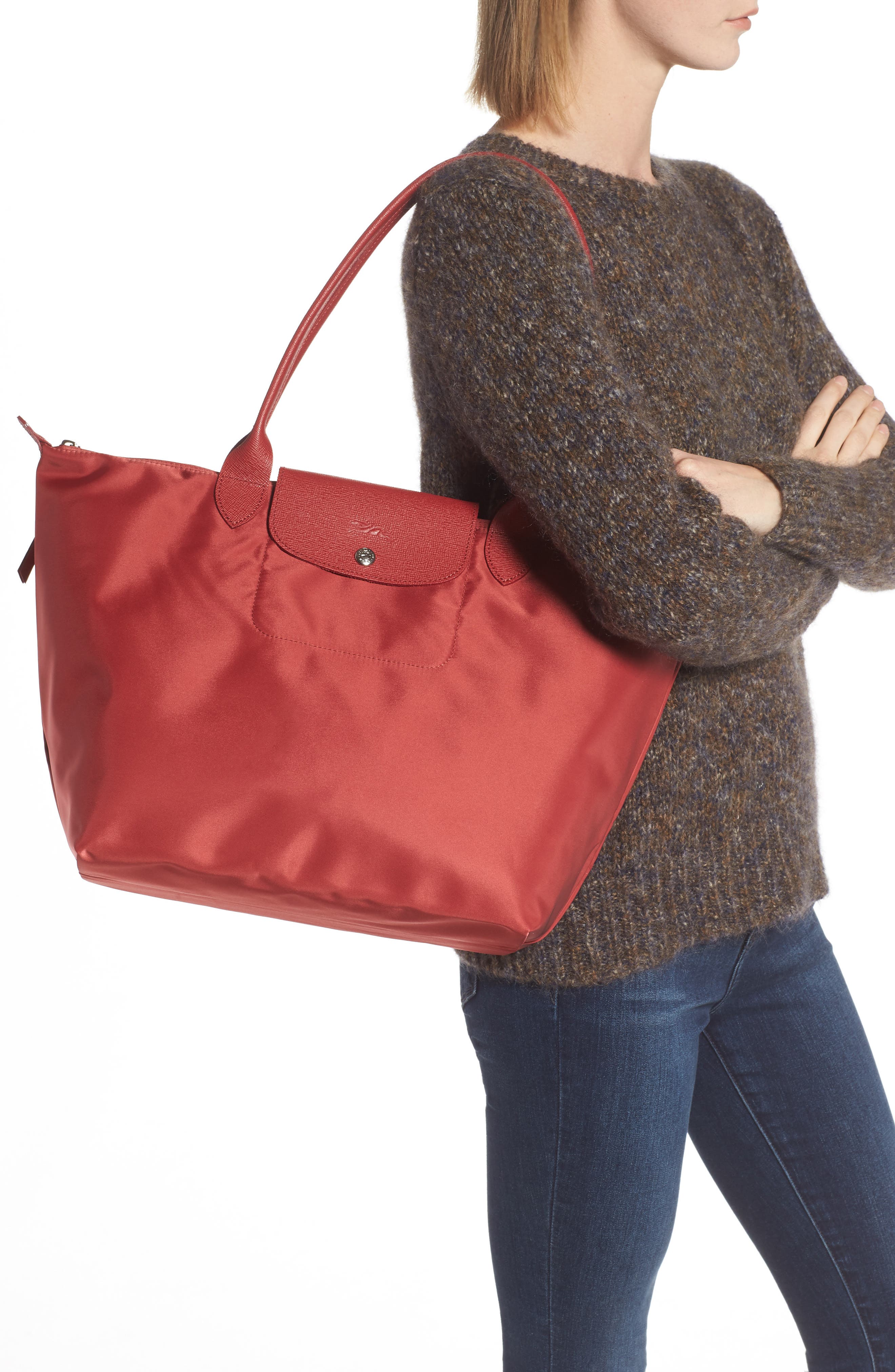 'Large Le Pliage Neo' Nylon Tote, Alternate, color, RED
