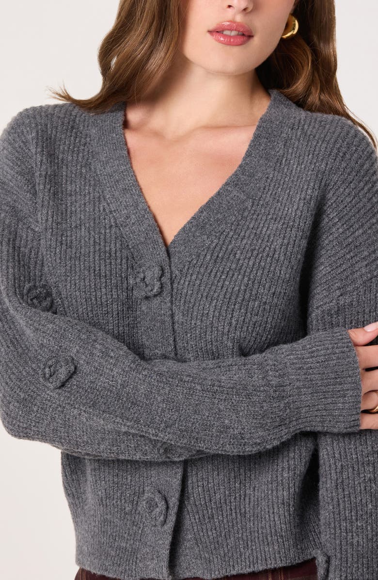 ASTR the Label 3D Floral Cardigan, Alternate, color, Charcoal