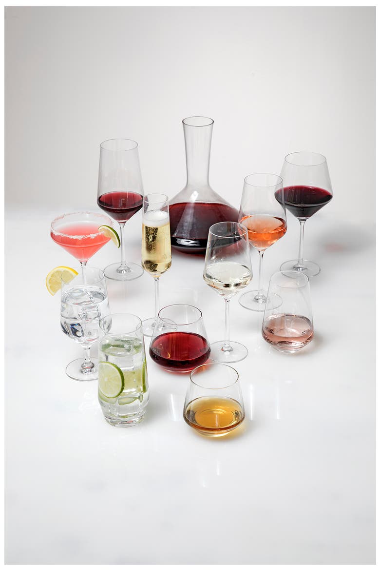 Pure Set of 4 Water Glasses, Alternate, color, CLEAR
