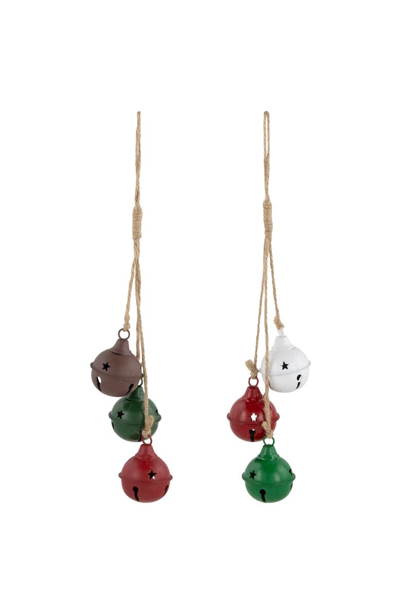 Northlight Cascading Christmas Jingle Bell Ornaments - 13.5" - Multicolor - Set of 2, Main, color, Multi