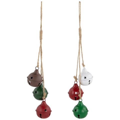 Cascading Christmas Jingle Bell Ornaments - 13.5" - Multicolor - Set of 2
