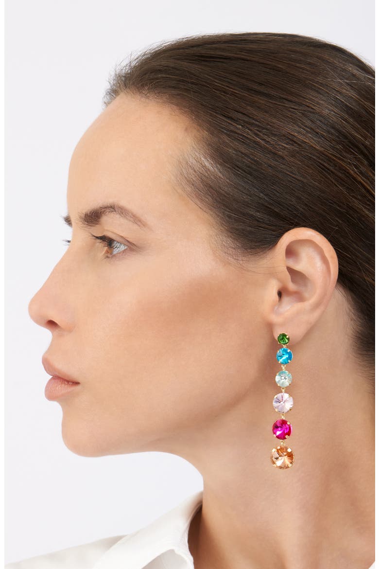 Rainbow Linear Drop Earrings, Alternate, color, MULTI