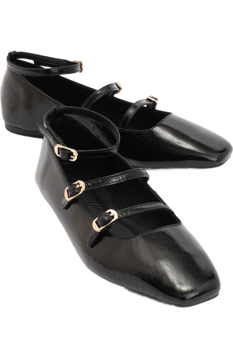 Forever & Always Shoes Serena Leather Mary Jane Flats, Alternate, color, Black Patent Leather