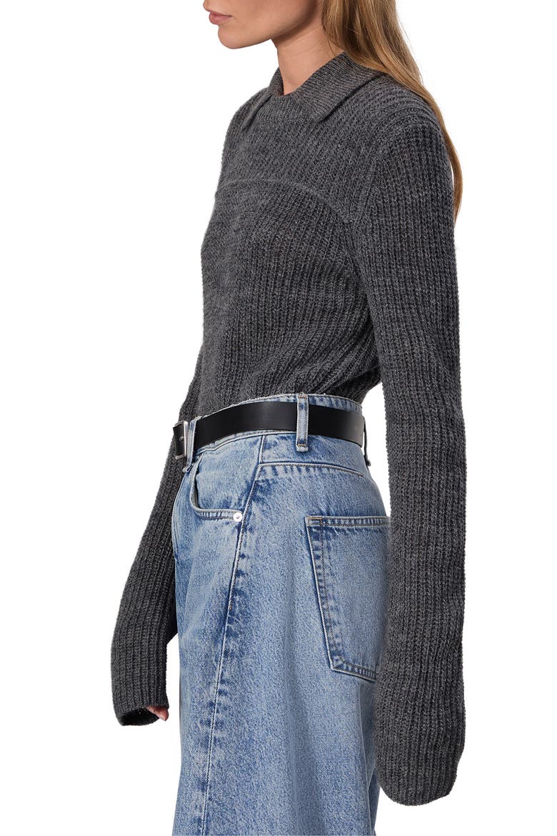Madix Wool & Alpaca Blend Sweater Polo, Alternate, color, CHARCOAL