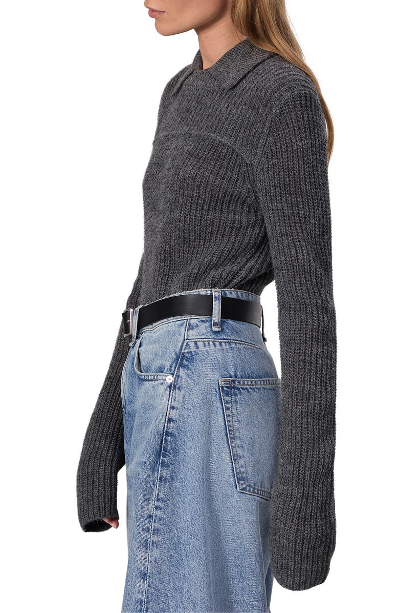 rag & bone Madix Wool & Alpaca Blend Sweater Polo, Alternate, color, Charcoal