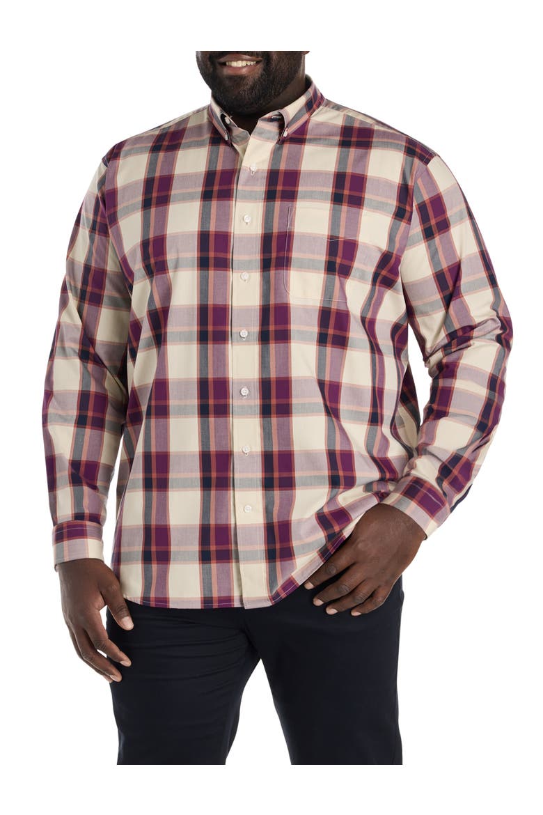 Big & Tall Large Plaid Sport Shirt, Alternate, color, TAN MULTI