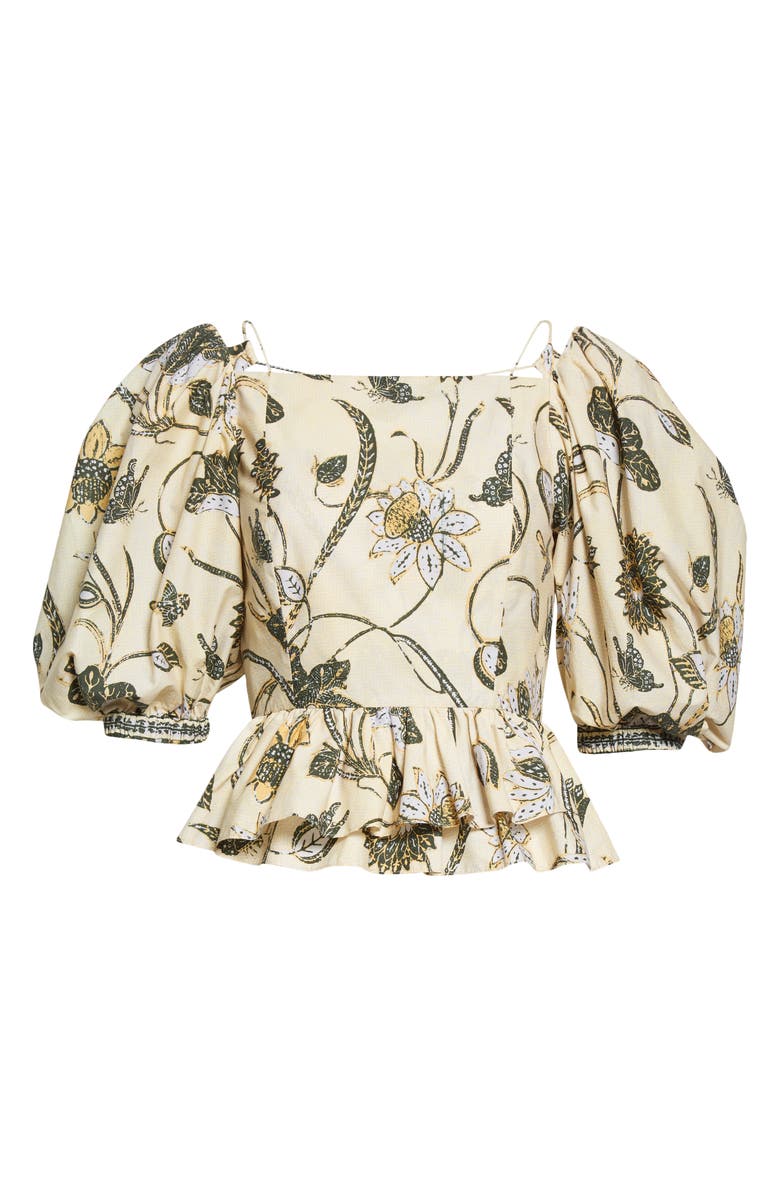 Ulla Johnson Carlotta Floral Cotton Peplum Top, Alternate, color,